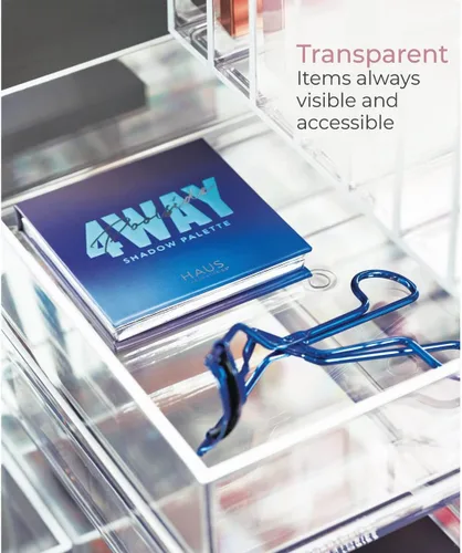 Miniatura 3 de Organizador Clarity de InterDesign para tocador, adecuado para cosméticos y productos de belleza, 8 x 12 x 2 pulgadas, transparente, Transparente, M