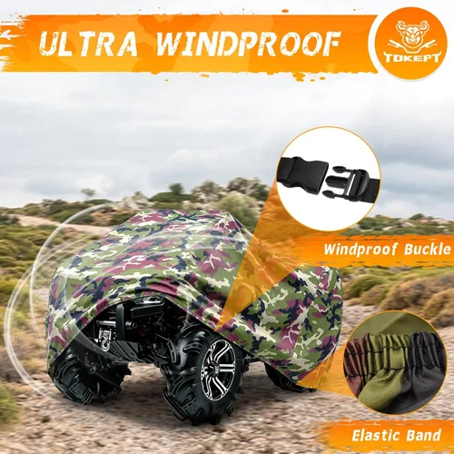 Miniatura 4 de 190T - Funda impermeable para cuatrimoto, ATV y ATC, color negro, 3XL, camuflaje Camouflaje