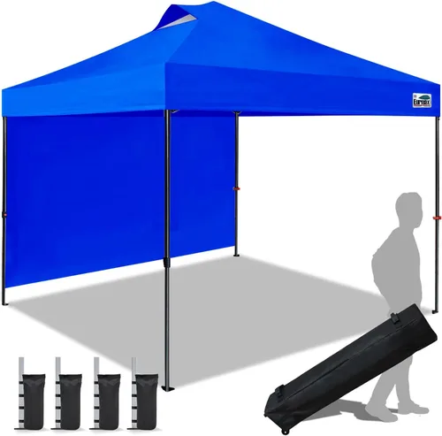 Miniatura 9 de Eurmax Tienda de campaña desplegable de 8 x 8 de Estados Unidos, con bolsa rodante patentada sin puntas, 4 paredes extraíbles con cremallera, toldo