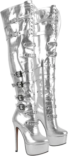 Miniatura 2 de Richealnana Botas altas hasta la rodilla con plataforma y cordones para mujer