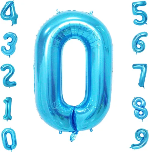 Miniatura 10 de Globos de números azul claro de 40 pulgadas, globos de aluminio de Mylar con helio para cumpleaños, globo número 6 para decoración de fiestas