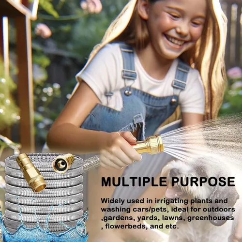 Miniatura 8 de Manguera líder de acero inoxidable: Extensión de manguera de jardín corta de 1 pie con acero 304 - Conector de metal flexible para grifo o carrete
