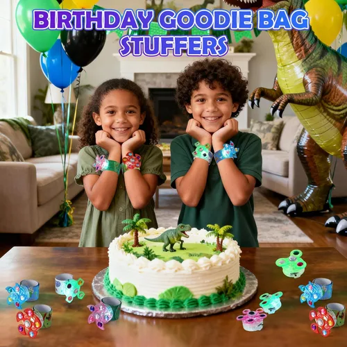 Miniatura 4 de SCIONE Paquete de 25 pulseras iluminadas para niños, recuerdos de fiesta de dinosaurios para niños de 4 a 8 a 12 años, rellenos de bolsas de regalos