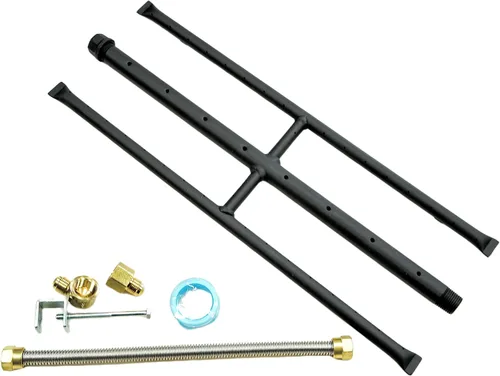 Quemador H rectangular de gas para fogata y chimenea con quemador H de 3 tubos (45,7 cm) Patente solicitada