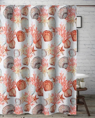 Miniatura 13 de Greenland Home Fashions Cortina de ducha de tela Sensations, decoración elegante para el baño, lavable a máquina, 72 pulgadas x 72 pulgadas, Atlantis