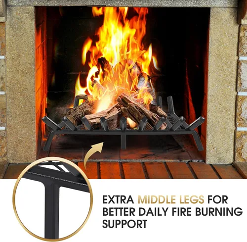 Miniatura 2 de G GOOD GAIN Rejilla para chimenea con retenedor de brasas, de 15.5" de hierro fundido resistente para interiores, chimenea, hogar, estufa de leña