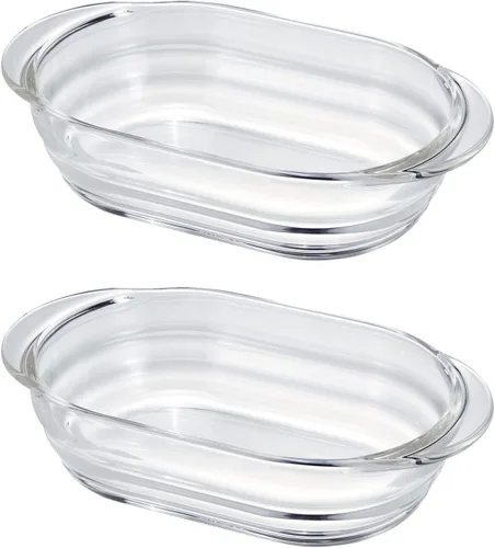 HARIO HGZO-1812 - Plato para gratinar de vidrio resistente al calor, 2 unidades, fabricado en Japón