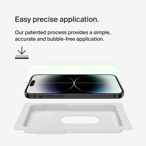 Miniatura 7 de Belkin ScreenForce UltraGlass Protector de pantalla con filtro de luz azul para iPhone 14 Pro, resistente a los arañazos, protección contra impactos