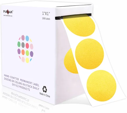 Miniatura 51 de PARLAIM Pegatinas adhesivas permanentes redondas de 1 pulgada con código de color en forma de puntos, 1000 por rollo, caja dispensadora de Azul