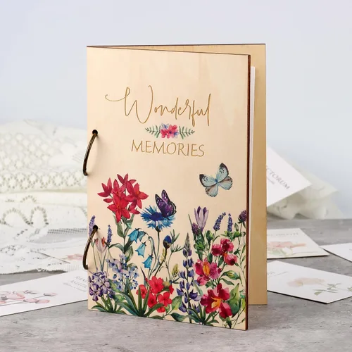 Miniatura 6 de Giiffu - Libro organizador de tarjetas de felicitación, carpeta de madera para tarjetas de felicitación Álbum de recuerdo de tarjeta de cumpleaños