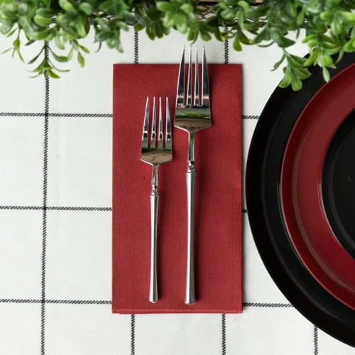 Miniatura 2 de Servilletas de cena de tela roja – 1/6 pliegue de 12 x 16 pulgadas, toallas desechables de un solo uso, absorbentes, suaves, elegantes, toalla