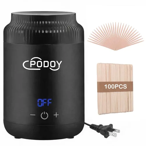 Podoy Mini calentador de cera para depilación, pequeño calentador portátil de cera de viaje, pantalla digital para spa, cejas, cuerpo, nariz, labio