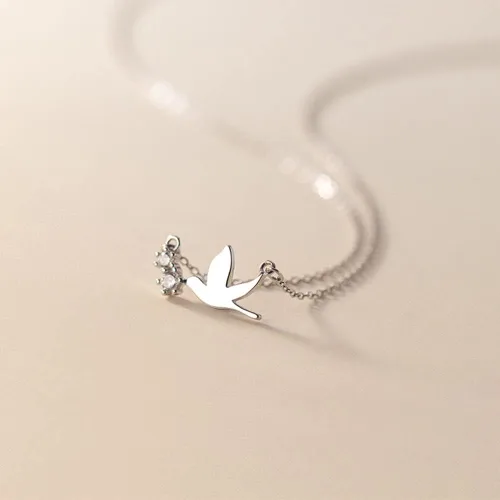 Miniatura 5 de Collar con dije de cristal de pájaro de paloma, de plata de ley para mujeres y niñas, collar de cadena con dije de golondrina de hammingbir