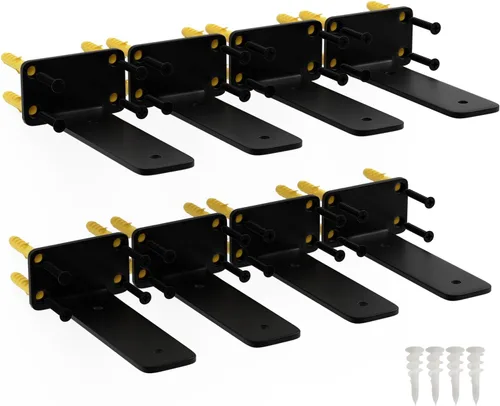 Soportes de estante de 6 pulgadas, paquete de 8 soportes flotantes para estantes, soportes ocultos de acero al carbono de 1/5 pulgadas de grosor,