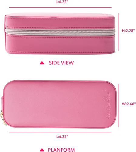 Miniatura 3 de SANQIANWAN Pequeña caja organizadora de viaje de joyería con estuche portátil de cuero sintético para collares, anillos, aretes, regalos para novia