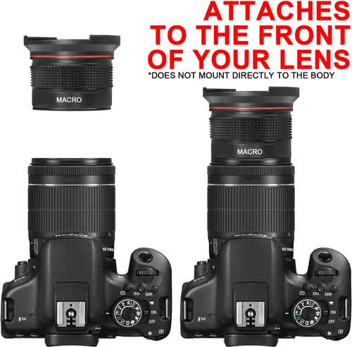 Miniatura 4 de 58MM 0.35x Lente Gran Angular Fisheye para Cámaras Canon DSLR EOS Rebel 70D 77D 80D 90D T8i T7 T7i T6i T6s T6 T5i T5 T4i T3i T100 SL1 SL2 SL3