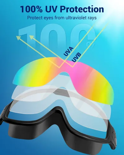 Miniatura 2 de Freela 2 Pack Swim Goggles for Adult Men Women,180°Wide Vision Anti-fog UV Protection No Leak Clear Swimming Goggles Rosado y blanco