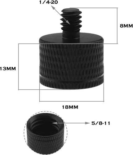 Miniatura 4 de Create idea 2 piezas 5/8 "-11 hembra a 1/4"-20 macho reductor de tornillo de aleación de aluminio adaptador de tornillos accesorios para cámara web