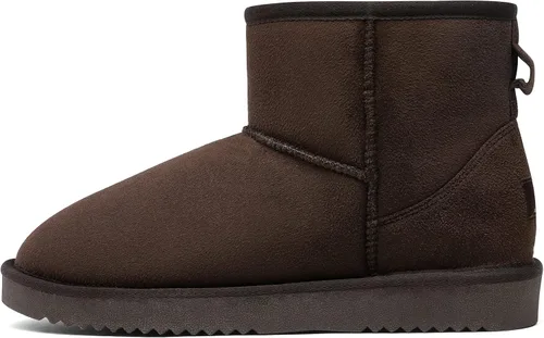 Miniatura 2 de DREAM PAIRS Botas de nieve clásicas de invierno para mujer, color marrón, marrón, gris, con forro de piel sintética