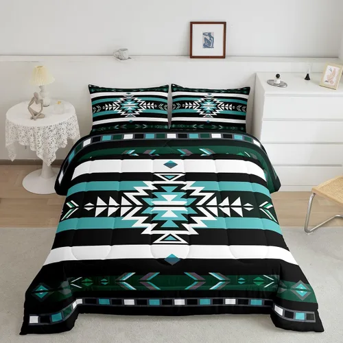 Miniatura 2 de Feelyou Southwest Native Juego de Ropa de Cama para Niños y Niñas Juego de Edredón Geométrico del Suroeste Tamaño Twin Edredón Tribal Decoración