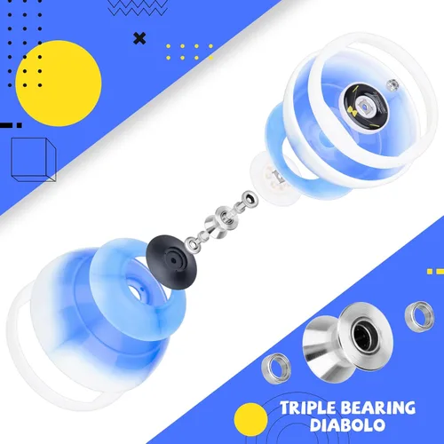 Miniatura 4 de CHEE MONG MD01 Yoyo chino para niños y adultos, diábolo profesional de triple rodamiento, juguete Diábolo Yoyo de 5 pulgadas con 2 varillas