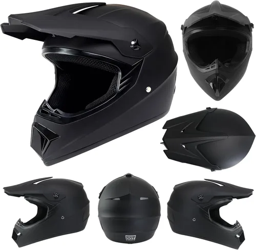 Miniatura 2 de Casco de motocross para niños jóvenes, casco de motocicleta todoterreno con (gafas, guantes, máscara), juego de 4 piezas, casco de cara completa