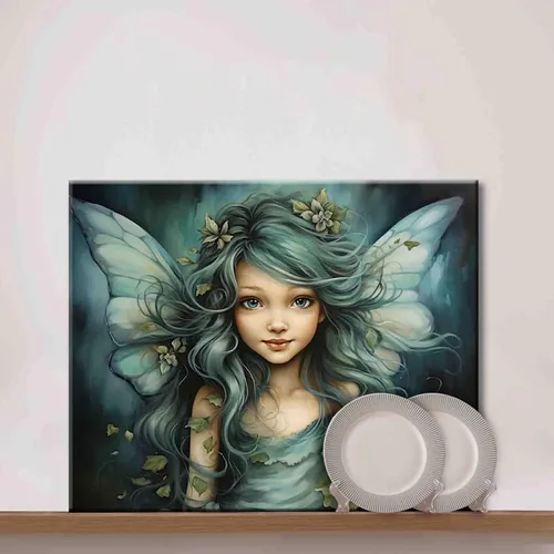 Miniatura 4 de Girl Angel - Pintura por números para adultos, hermosa niña con alas azules, pintura al óleo digital para bricolaje, pintura acrílica, kit