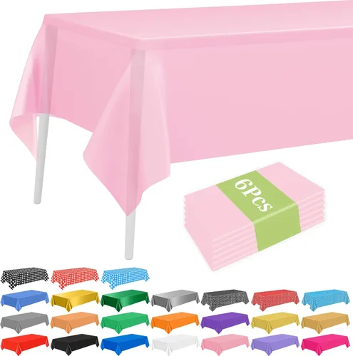 Miniatura 28 de PLULON 6 Pzas Manteles de Colores Arcoíris de Plástico Desechables Cubierta de Mesa para Mesas Rectangulares 54 x 108 Pulgadas Mantel Impermeable