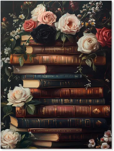 Pósteres de lienzo de libro de Academia oscura, arte de pared floral botánico Moody botánico, pintura al óleo estética victoriana antigua para
