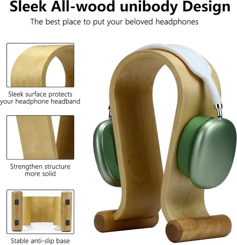 Miniatura 3 de SAMDI Soporte De Auriculares De Cuero Soporte De Auriculares Soporte Para Auriculares Universal Gaming Headset Holder - Abedul