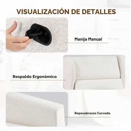 Miniatura 6 de COMHOMA Mecedora para Cuarto de Bebé Teddy Tapizada Mecedora Giratoria Reclinable Manual Deslizante Silla Reclinable para Sala de Estar Dormitorio