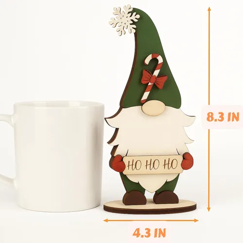 Miniatura 4 de Juego de 3 decoraciones de mesa de Navidad con gnomos de madera, decoración navideña para el hogar, oficina, chimenea, centro de mesa