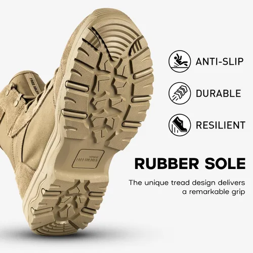 Miniatura 4 de FREE SOLDIER Botas de senderismo tácticas para hombre, ligeras, cómodas, botas de trabajo de combate de 6 pulgadas