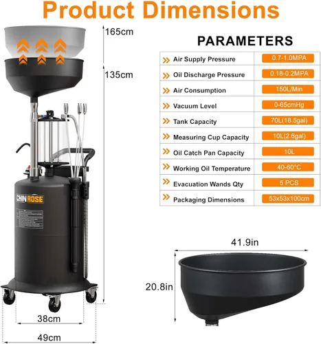 Miniatura 3 de Tanque de drenaje de aceite residual, extractor de drenaje de aceite y kit colector Drenador neumático para fluidos automotrices Contenedor