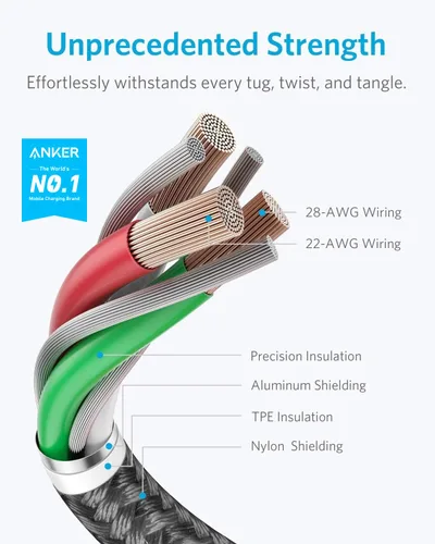 Miniatura 2 de Anker - Cable USB A a Lightning (1.8 m, 1 unidad), cable USB a Lightning de nailon certificado MFi para iPhone 14/13/12/11 Pro/11/XS MAX/XR/8/7/6s
