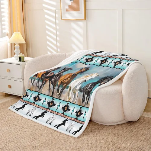 Miniatura 3 de Erosebridal Manta bohemia occidental de 40 x 50 pulgadas, manta de vellón con atrapasueños de vaca Highland, manta del suroeste, manta étnica tribal