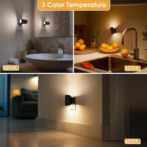 Miniatura 4 de Briignite - Luces nocturnas led enchufables, 3CCT, sensor de anochecer a amanecer, de 3000 K, regulable para pasillo, dormitorio, escalera, paquete