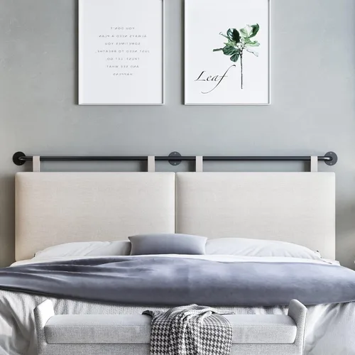 Miniatura 4 de Cabeceros para cama de tamaño Queen, cabecero montado en la pared con tapicería de lino fino y acolchado de botones, cabecera de altura ajustable