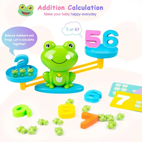 Miniatura 4 de Juguetes de conteo de equilibrio de rana, juegos de matemáticas geniales para niños y niñas, juguete educativo de números para preescolar, divertido