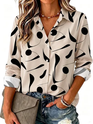 Miniatura 16 de Zeagoo Blusa para mujer, de manga larga, con botones, casual, ligera, lisa/estampada