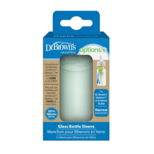 Miniatura 2 de Dr. Brown's Options+ Funda estrecha para botella de vidrio, 100% silicona, menta, sin BPA, 4 onzas, paquete de 1