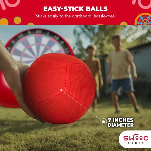 Miniatura 3 de SWOOC Games® - Bolas de repuesto para dardos gigantes - 2 rojas y 2 negras (7 pulgadas) - Pelotas inflables fáciles de pegar - Juegos gigantes al