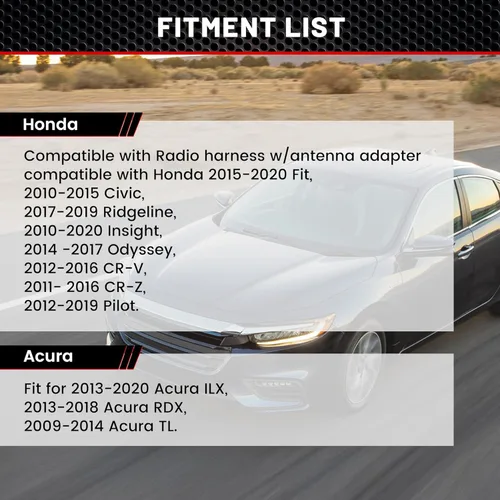 Miniatura 2 de RED WOLF Arnés de radio de coche con adaptador de antena para Honda Civic 2012-2015, para 2013-2020 Acura ILX Instalar unidad principal de radio