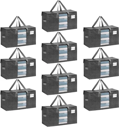 Miniatura 35 de VENO Paquete de 4 bolsas de mudanza resistentes, bolsas de almacenamiento de ropa y edredón con ventana transparente, suministros de embalaje