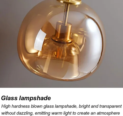 Miniatura 4 de Lámpara de techo con forma de globo nórdico de mediados de siglo, semiempotrada, lámpara de techo de vidrio gris ahumado ámbar, lámpara de techo