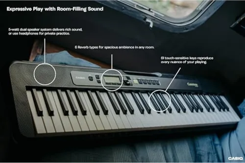 Miniatura 3 de Casio Casiotone LK-S250 - Teclado portátil iluminado de 61 teclas Respuesta táctil Sistema de iluminación de teclas, 400 tonos, modo de música