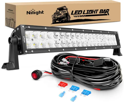 Miniatura 12 de Nilight - Barra de luz LED 7D de 22 pulgadas, 150W, combo de haz de inundación y foco, ámbar y blanco, luz de trabajo todoterreno, luces de Blanco