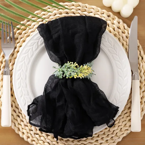 Miniatura 14 de Socomi Servilletas de Gasa Rosa para Otoño y Acción de Gracias, Tela de Queso, Conjunto de 10 Servilletas Lavables de Boho para Cena, Ideales