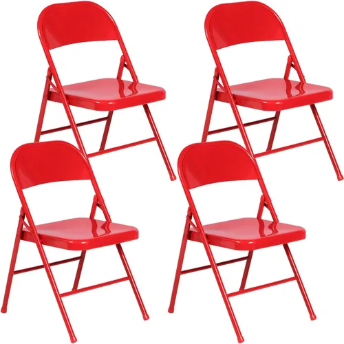 Miniatura 12 de VECELO Paquete de 8 sillas plegables con marco de metal, asiento de acero con triple soporte para oficina en casa, ahorro de espacio sin montaje