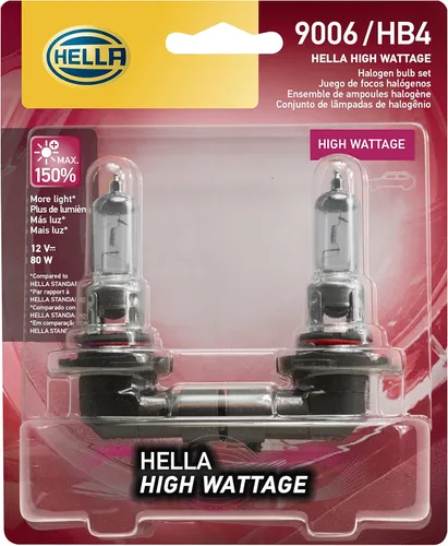 HELLA 9006 80WTB Twin Blister Bombillas de alta potencia, 12 V, paquete de 2